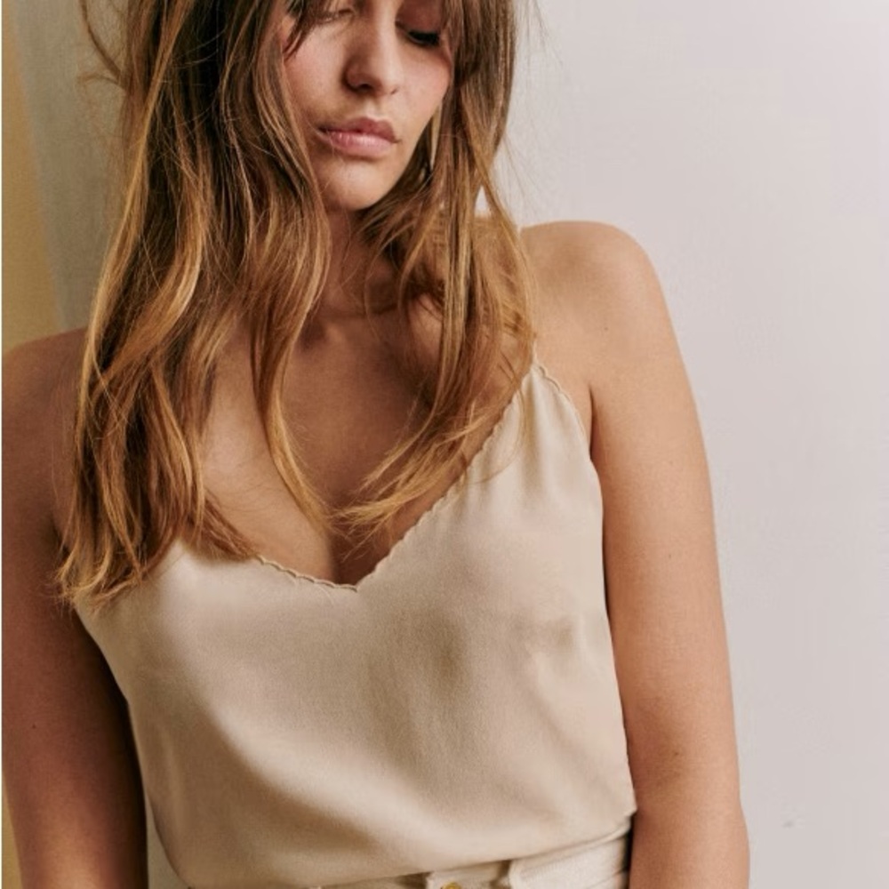 Sezane Adriano Cami Top, Size 4, Cream